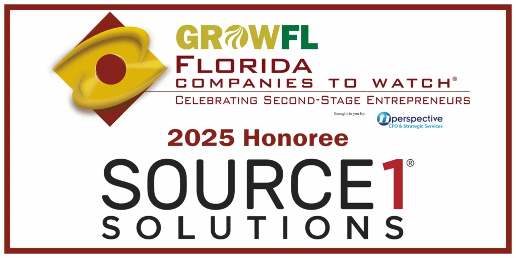 GrowFL Florida Companies to Watch 2025 honoree badge for Source 1 Solutions