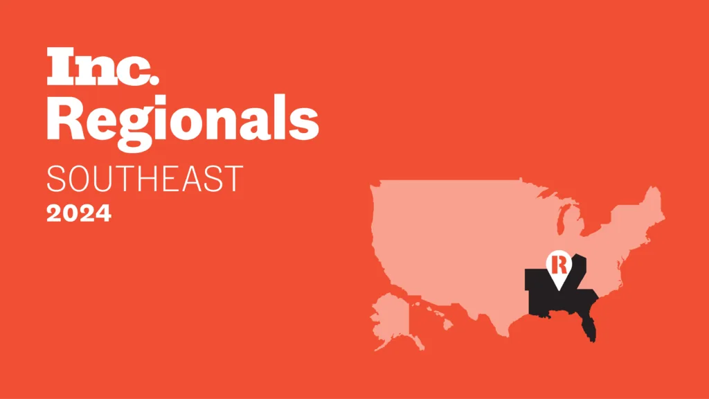 Inc. Regionals Southeast 2024 honoree graphic with a map of the United States