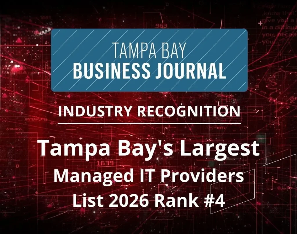 Tampa Bay Business Journal graphic naming Source 1 Solutions number 4 on Tampa Bay's Largest Managed IT Providers List 2026